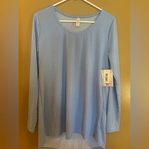 LuLaRoe Light Blue Polka Dot Lynnae Long Sleeve Top Medium NWT
